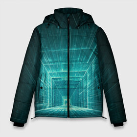 Мужская зимняя куртка 3D с принтом Цифровой тоннель в Петрозаводске, верх — 100% полиэстер; подкладка — 100% полиэстер; утеплитель — 100% полиэстер | длина ниже бедра, свободный силуэт Оверсайз. Есть воротник-стойка, отстегивающийся капюшон и ветрозащитная планка. 

Боковые карманы с листочкой на кнопках и внутренний карман на молнии. | Тематика изображения на принте: глубины сознания | интернет | коридор | матрица | оптическая иллюзия | секрет | сеть | тайна | тоннель