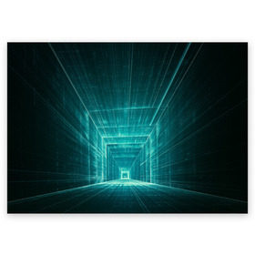 Поздравительная открытка с принтом Цифровой тоннель в Петрозаводске, 100% бумага | плотность бумаги 280 г/м2, матовая, на обратной стороне линовка и место для марки
 | Тематика изображения на принте: глубины сознания | интернет | коридор | матрица | оптическая иллюзия | секрет | сеть | тайна | тоннель
