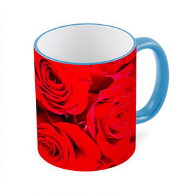 Кружка 3D с принтом Розы в Петрозаводске, керамика | ёмкость 330 мл | Тематика изображения на принте: букет | красная | лепестки | роза | цветы