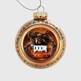 Стеклянный ёлочный шар с принтом Doom 4 Hell Cyberdemon в Петрозаводске, Стекло | Диаметр: 80 мм | Тематика изображения на принте: cyberdemon | demon | doom | hell | дум