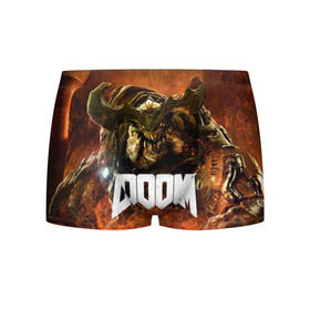 Мужские трусы 3D с принтом Doom 4 Hell Cyberdemon в Петрозаводске, 50% хлопок, 50% полиэстер | классическая посадка, на поясе мягкая тканевая резинка | Тематика изображения на принте: cyberdemon | demon | doom | hell | дум