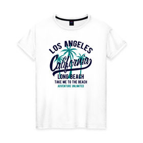 Женская футболка хлопок с принтом California в Петрозаводске, 100% хлопок | прямой крой, круглый вырез горловины, длина до линии бедер, слегка спущенное плечо | california