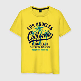 Мужская футболка хлопок с принтом California в Петрозаводске, 100% хлопок | прямой крой, круглый вырез горловины, длина до линии бедер, слегка спущенное плечо. | california
