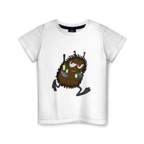 Детская футболка хлопок с принтом Вонючка Стинки с бутылками в Петрозаводске, 100% хлопок | круглый вырез горловины, полуприлегающий силуэт, длина до линии бедер | Тематика изображения на принте: муми тролль
