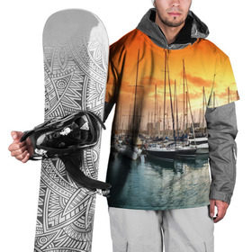 Накидка на куртку 3D с принтом Barcelona в Петрозаводске, 100% полиэстер |  | barcelona | spain | барселона | европа | закат | испания | каталония | море | парусник | фрегат | яхта