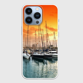 Чехол для iPhone 13 Pro с принтом Barcelona в Петрозаводске,  |  | barcelona | spain | барселона | европа | закат | испания | каталония | море | парусник | фрегат | яхта