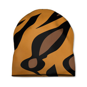 Шапка 3D с принтом Шерсть тигра в Петрозаводске, 100% полиэстер | универсальный размер, печать по всей поверхности изделия | оранжевый | текстура | тигр