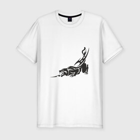 Мужская футболка премиум с принтом Рысь в Петрозаводске, 92% хлопок, 8% лайкра | приталенный силуэт, круглый вырез ворота, длина до линии бедра, короткий рукав | дикая кошка | клыки | когти | цвета
