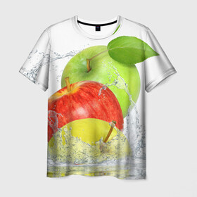 Мужская футболка 3D с принтом Яблоки в Петрозаводске, 100% полиэфир | прямой крой, круглый вырез горловины, длина до линии бедер | Тематика изображения на принте: фрукты | яблоки