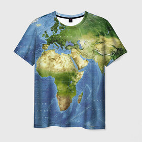Мужская футболка 3D с принтом Карта в Петрозаводске, 100% полиэфир | прямой крой, круглый вырез горловины, длина до линии бедер | map | world | карта | мир
