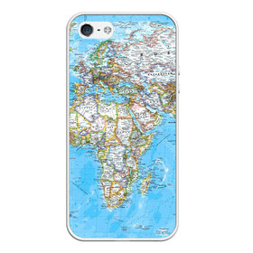 Чехол для iPhone 5/5S матовый с принтом Карта 2 в Петрозаводске, Силикон | Область печати: задняя сторона чехла, без боковых панелей | map | world | карта | мир