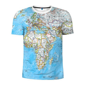 Мужская футболка 3D спортивная с принтом Карта 2 в Петрозаводске, 100% полиэстер с улучшенными характеристиками | приталенный силуэт, круглая горловина, широкие плечи, сужается к линии бедра | map | world | карта | мир