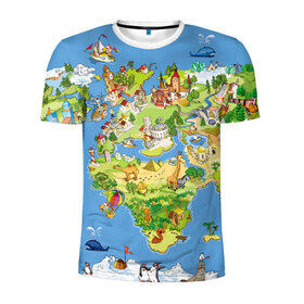 Мужская футболка 3D спортивная с принтом Карта 7 в Петрозаводске, 100% полиэстер с улучшенными характеристиками | приталенный силуэт, круглая горловина, широкие плечи, сужается к линии бедра | map | world | карта | мир