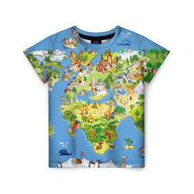 Детская футболка 3D с принтом Карта 7 в Петрозаводске, 100% гипоаллергенный полиэфир | прямой крой, круглый вырез горловины, длина до линии бедер, чуть спущенное плечо, ткань немного тянется | map | world | карта | мир