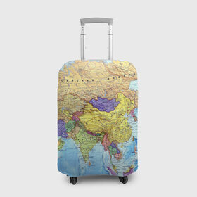 Чехол для чемодана 3D с принтом Карта 10 в Петрозаводске, 86% полиэфир, 14% спандекс | двустороннее нанесение принта, прорези для ручек и колес | map | world | карта | мир