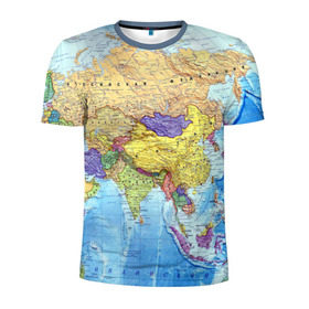 Мужская футболка 3D спортивная с принтом Карта 10 в Петрозаводске, 100% полиэстер с улучшенными характеристиками | приталенный силуэт, круглая горловина, широкие плечи, сужается к линии бедра | map | world | карта | мир