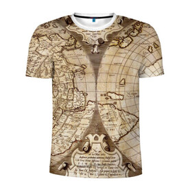 Мужская футболка 3D спортивная с принтом Карта 12 в Петрозаводске, 100% полиэстер с улучшенными характеристиками | приталенный силуэт, круглая горловина, широкие плечи, сужается к линии бедра | map | world | карта | мир