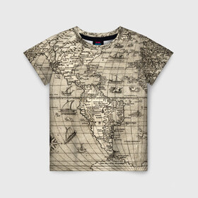 Детская футболка 3D с принтом Карта 15 в Петрозаводске, 100% гипоаллергенный полиэфир | прямой крой, круглый вырез горловины, длина до линии бедер, чуть спущенное плечо, ткань немного тянется | map | world | карта | мир