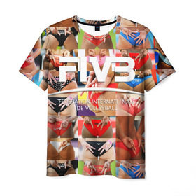 Мужская футболка 3D с принтом Волейбол 1 в Петрозаводске, 100% полиэфир | прямой крой, круглый вырез горловины, длина до линии бедер | fiv3 | volleyball | волейбол
