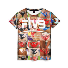 Женская футболка 3D с принтом Волейбол 1 в Петрозаводске, 100% полиэфир ( синтетическое хлопкоподобное полотно) | прямой крой, круглый вырез горловины, длина до линии бедер | fiv3 | volleyball | волейбол