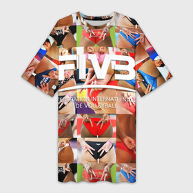 Платье-футболка 3D с принтом Волейбол 1 в Петрозаводске,  |  | fiv3 | volleyball | волейбол
