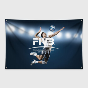 Флаг-баннер с принтом Волейбол 4 в Петрозаводске, 100% полиэстер | размер 67 х 109 см, плотность ткани — 95 г/м2; по краям флага есть четыре люверса для крепления | fiv3 | volleyball | волейбол