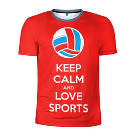 Мужская футболка 3D спортивная с принтом Волейбол 5 в Петрозаводске, 100% полиэстер с улучшенными характеристиками | приталенный силуэт, круглая горловина, широкие плечи, сужается к линии бедра | keep calm | volleyball | волейбол