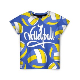 Детская футболка 3D с принтом Волейбол 6 в Петрозаводске, 100% гипоаллергенный полиэфир | прямой крой, круглый вырез горловины, длина до линии бедер, чуть спущенное плечо, ткань немного тянется | Тематика изображения на принте: volleyball | волейбол
