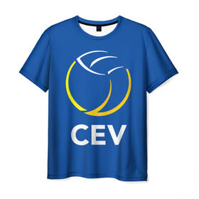 Мужская футболка 3D с принтом Волейбол 19 в Петрозаводске, 100% полиэфир | прямой крой, круглый вырез горловины, длина до линии бедер | cev | volleyball | волейбол