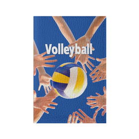 Обложка для паспорта матовая кожа с принтом Волейбол 24 в Петрозаводске, натуральная матовая кожа | размер 19,3 х 13,7 см; прозрачные пластиковые крепления | Тематика изображения на принте: volleyball | волейбол
