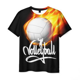 Мужская футболка 3D с принтом Волейбол 28 в Петрозаводске, 100% полиэфир | прямой крой, круглый вырез горловины, длина до линии бедер | volleyball | волейбол
