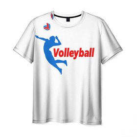 Мужская футболка 3D с принтом Волейбол 31 в Петрозаводске, 100% полиэфир | прямой крой, круглый вырез горловины, длина до линии бедер | volleyball | волейбол