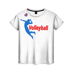 Женская футболка 3D с принтом Волейбол 31 в Петрозаводске, 100% полиэфир ( синтетическое хлопкоподобное полотно) | прямой крой, круглый вырез горловины, длина до линии бедер | volleyball | волейбол