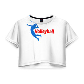 Женская футболка 3D укороченная с принтом Волейбол 31 в Петрозаводске, 100% полиэстер | круглая горловина, длина футболки до линии талии, рукава с отворотами | volleyball | волейбол