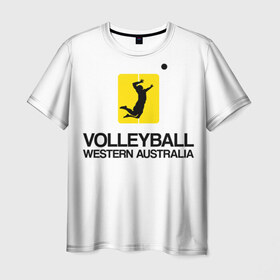 Мужская футболка 3D с принтом Волейбол 66 в Петрозаводске, 100% полиэфир | прямой крой, круглый вырез горловины, длина до линии бедер | volleyball | western australia | волейбол