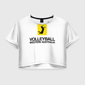 Женская футболка 3D укороченная с принтом Волейбол 66 в Петрозаводске, 100% полиэстер | круглая горловина, длина футболки до линии талии, рукава с отворотами | volleyball | western australia | волейбол