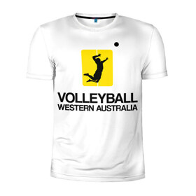 Мужская футболка 3D спортивная с принтом Волейбол 66 в Петрозаводске, 100% полиэстер с улучшенными характеристиками | приталенный силуэт, круглая горловина, широкие плечи, сужается к линии бедра | volleyball | western australia | волейбол