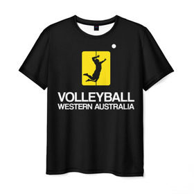 Мужская футболка 3D с принтом Волейбол 67 в Петрозаводске, 100% полиэфир | прямой крой, круглый вырез горловины, длина до линии бедер | volleyball | western australia | волейбол