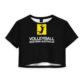 Женская футболка 3D укороченная с принтом Волейбол 67 в Петрозаводске, 100% полиэстер | круглая горловина, длина футболки до линии талии, рукава с отворотами | volleyball | western australia | волейбол