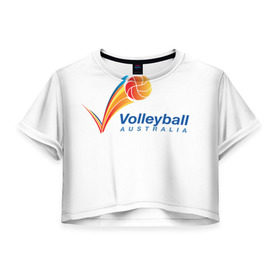 Женская футболка 3D укороченная с принтом Волейбол 72 в Петрозаводске, 100% полиэстер | круглая горловина, длина футболки до линии талии, рукава с отворотами | australia | volleyball | волейбол