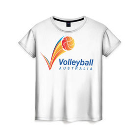 Женская футболка 3D с принтом Волейбол 72 в Петрозаводске, 100% полиэфир ( синтетическое хлопкоподобное полотно) | прямой крой, круглый вырез горловины, длина до линии бедер | australia | volleyball | волейбол