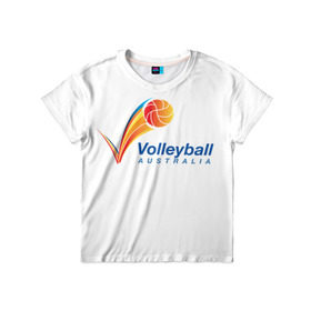 Детская футболка 3D с принтом Волейбол 72 в Петрозаводске, 100% гипоаллергенный полиэфир | прямой крой, круглый вырез горловины, длина до линии бедер, чуть спущенное плечо, ткань немного тянется | Тематика изображения на принте: australia | volleyball | волейбол