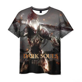 Мужская футболка 3D с принтом Dark Souls 8 в Петрозаводске, 100% полиэфир | прямой крой, круглый вырез горловины, длина до линии бедер | dark souls | praise the sun | you died | дарк соулс