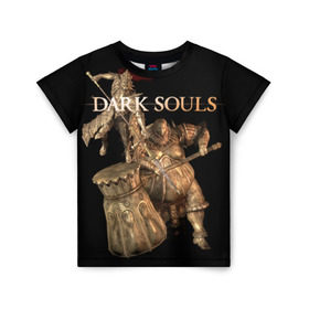 Детская футболка 3D с принтом Dark Souls 22 в Петрозаводске, 100% гипоаллергенный полиэфир | прямой крой, круглый вырез горловины, длина до линии бедер, чуть спущенное плечо, ткань немного тянется | dark souls | praise the sun | you died | дарк соулс