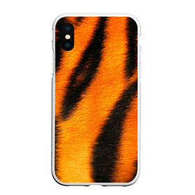 Чехол для iPhone XS Max матовый с принтом Шкура тигра в Петрозаводске, Силикон | Область печати: задняя сторона чехла, без боковых панелей | Тематика изображения на принте: кошка | полосатая | текстуры | тигр