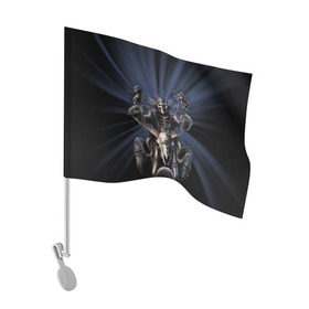 Флаг для автомобиля с принтом Скелет на мотоцикле в Петрозаводске, 100% полиэстер | Размер: 30*21 см | ride or die | байкер