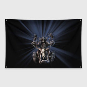 Флаг-баннер с принтом Скелет на мотоцикле в Петрозаводске, 100% полиэстер | размер 67 х 109 см, плотность ткани — 95 г/м2; по краям флага есть четыре люверса для крепления | ride or die | байкер