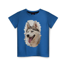 Детская футболка хлопок с принтом Симпотяга волк в Петрозаводске, 100% хлопок | круглый вырез горловины, полуприлегающий силуэт, длина до линии бедер | зверь | серый | хаски | хаски бандит