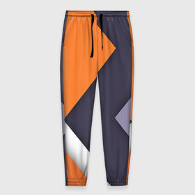 Мужские брюки 3D с принтом Geometriya в Петрозаводске, 100% полиэстер | манжеты по низу, эластичный пояс регулируется шнурком, по бокам два кармана без застежек, внутренняя часть кармана из мелкой сетки | оранжевый | серый