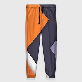 Женские брюки 3D с принтом Geometriya в Петрозаводске, полиэстер 100% | прямой крой, два кармана без застежек по бокам, с мягкой трикотажной резинкой на поясе и по низу штанин. В поясе для дополнительного комфорта — широкие завязки | оранжевый | серый